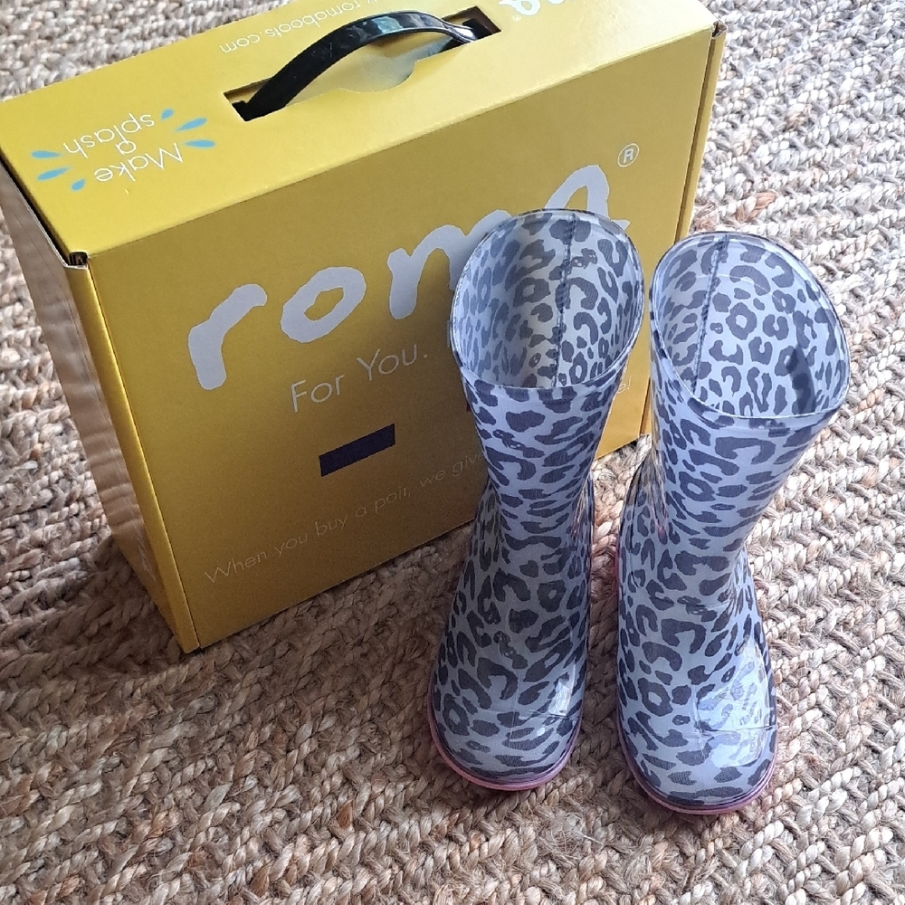 Children's Roma Leopard Print Rain Boots